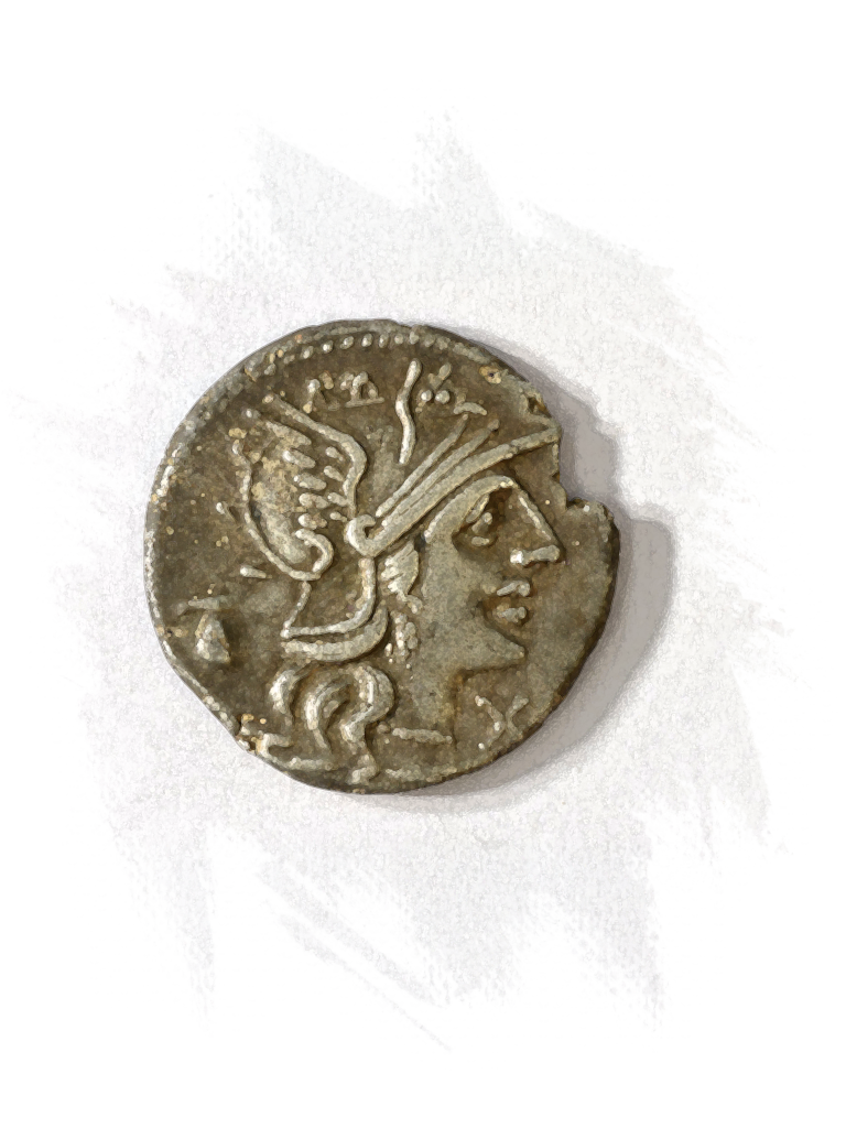 Moneda romana hallada en el yacimiento de Fuencaliente, Ciudad Real. Imagen capturada por Ikonox Marketing Digital.